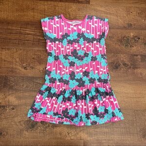 Hanna Andersson girls dress floral flowers pink blue multicolored 120/6-7